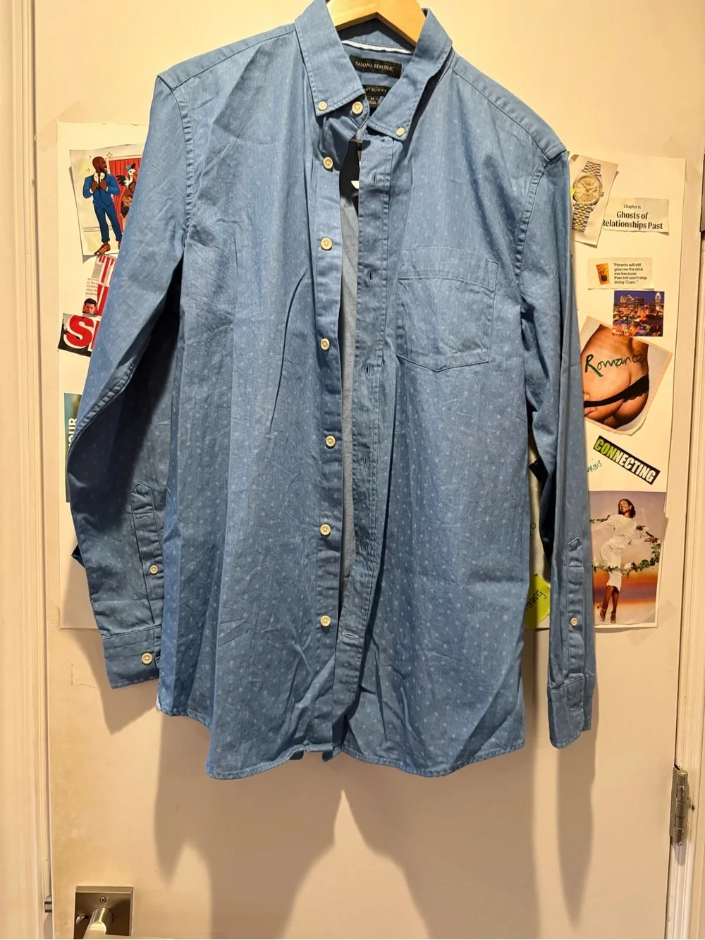 Men's Light Blue Button-Down Cotton Shirt